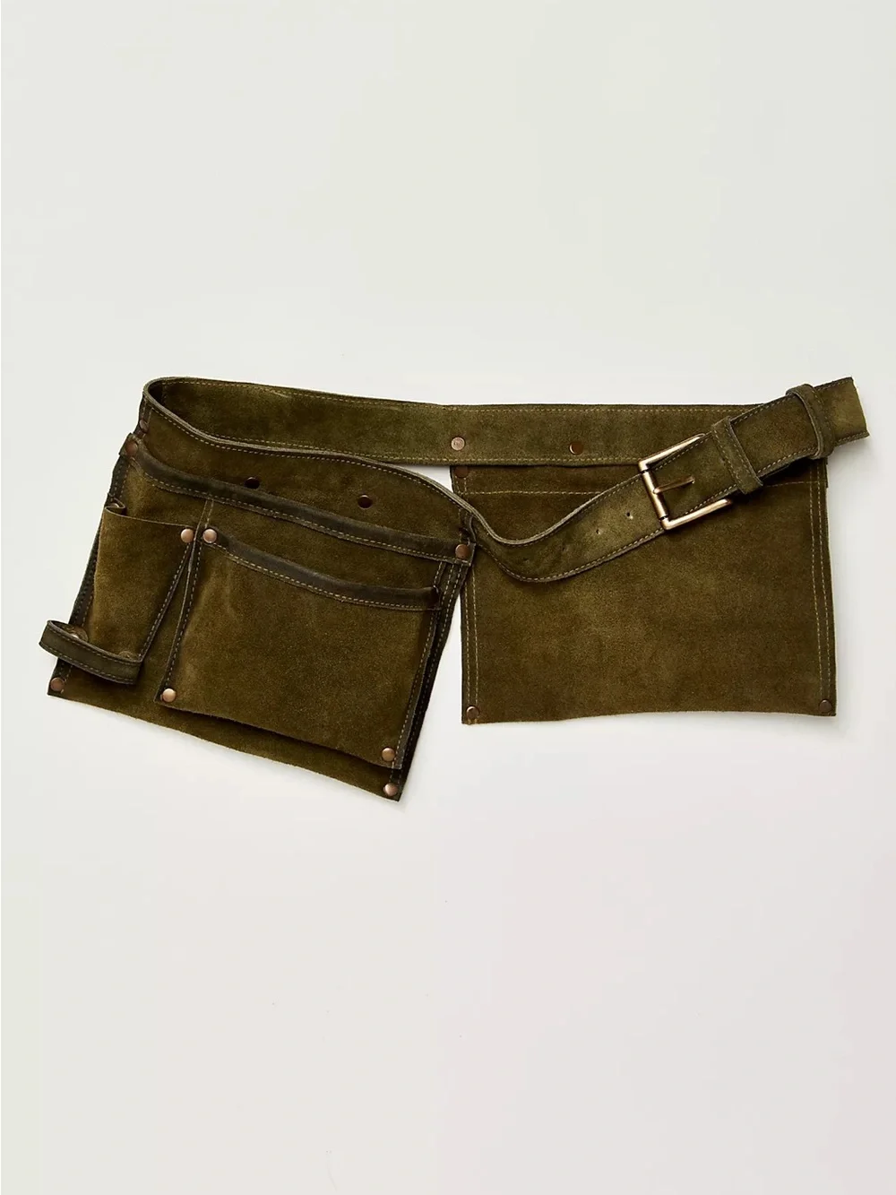 Free People Olive Green Suede Utility Belt with Pouch